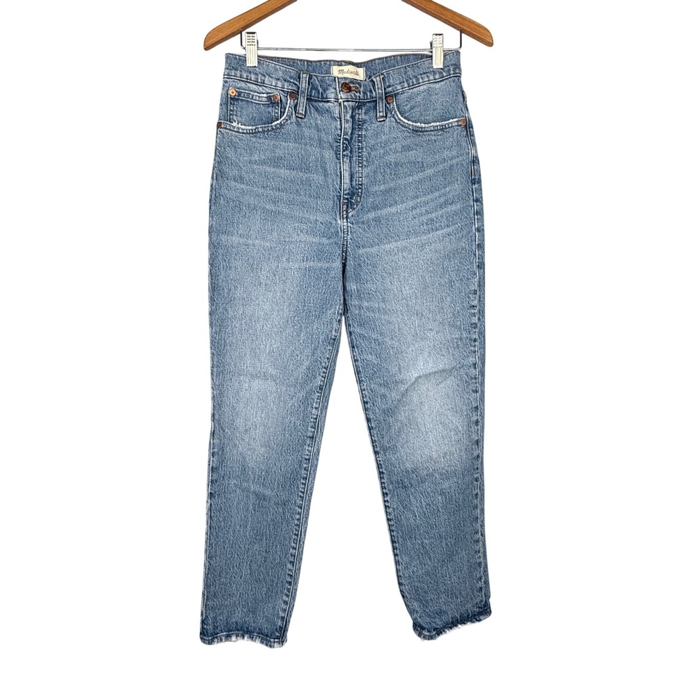 Madewell Classic Straight Jean Womens 28 Blue High Rise Stretch Denim Med Wash